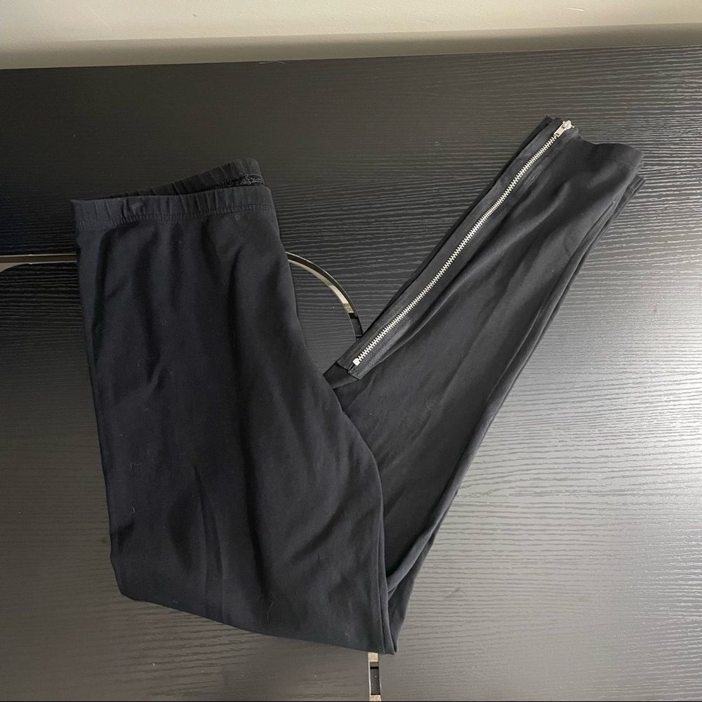 Old Navy Black Zipper Ankle Cotton Blend Stretch Leggings, Large